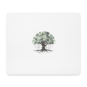 Lebensbaum Wurzeln Alt Kraftvoll Zen Shirt - Mousepad (Querformat) - Weiß - Vorne