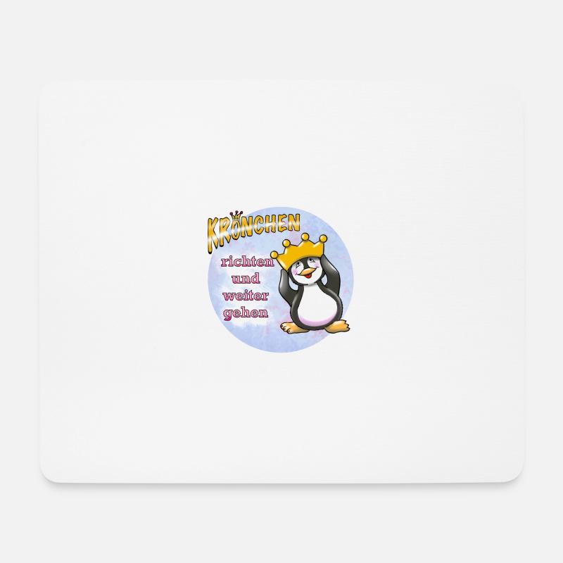Krönchen richten Pinguin - Mousepad (Querformat) - Weiß
