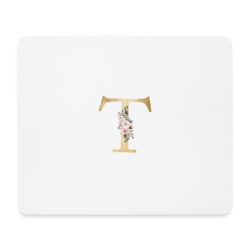 Personalisierbar Monogramm T Floral - Mousepad (Querformat) - Weiß - Vorne