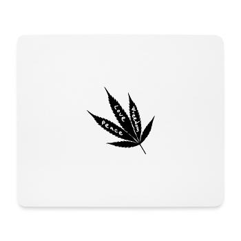 Feuille de chanvre Cannabis Paix Amour Liberté - Tapis de souris (format paysage) - blanc - Devant