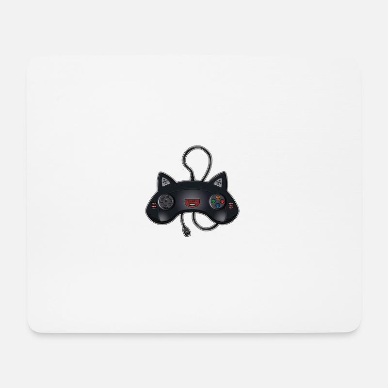 Katzen-Joystick - Mousepad (Querformat) - Weiß