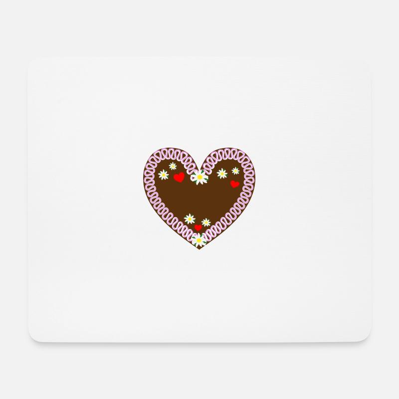 Lebkuchenherz zum Beschriften - Mousepad (Querformat) - Weiß