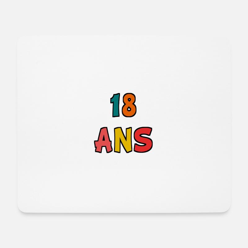 18 ANS. 18e ANNIVERSAIRE. ANNIVERSAIRE 18 ANS. 18 - Tapis de souris (format paysage) - blanc