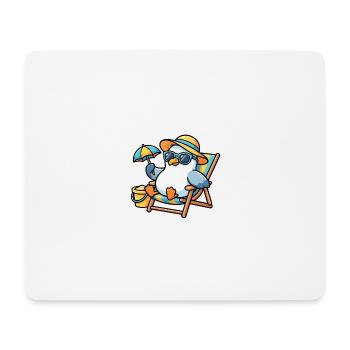 Strandpinguin im Sonnenstil - Mousepad (Querformat) - Weiß - Vorne