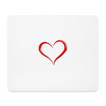 Cœur Stylisé Rouge et Blanc Minimaliste - Tapis de souris (format paysage) - blanc - Devant