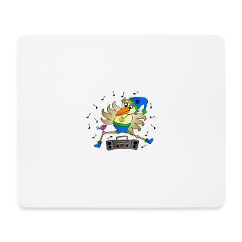Schräger Vogel Tänzer mit Ghettoblaster Fun Comic - Mousepad (Querformat) - Weiß - Vorne