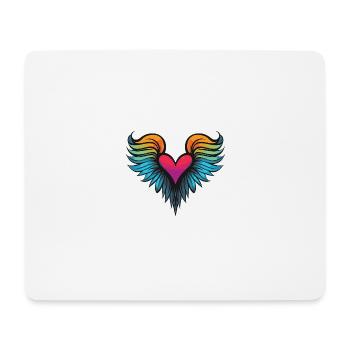 Coeur Ailes Ange Amour - Tapis de souris (format paysage) - blanc - Devant
