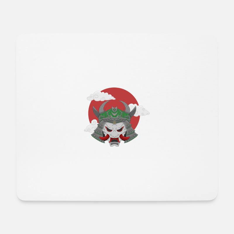 Oni x Samurai Graugrün - Mousepad (Querformat) - Weiß