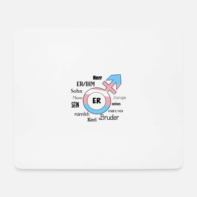 trans Mann Pronomen Deutsch - Mousepad (Querformat) - Weiß