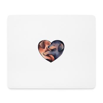 Herz voll Dackel - Mousepad (Querformat) - Weiß - Vorne