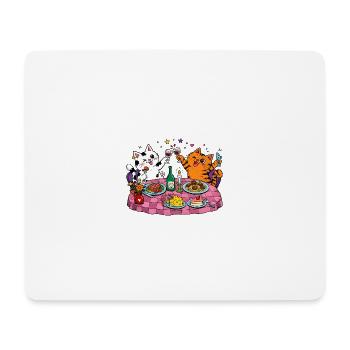 Cat party at the dining table - Mouse Pad (horizontal) - white - Front