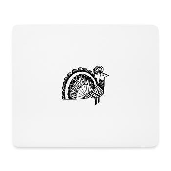 Kalo le Paon noir et blanc - Tapis de souris (format paysage) - blanc - Devant