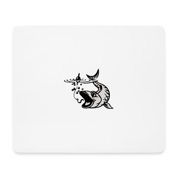 Bouchon hameçon poisson - Tapis de souris (format paysage) - blanc - Devant
