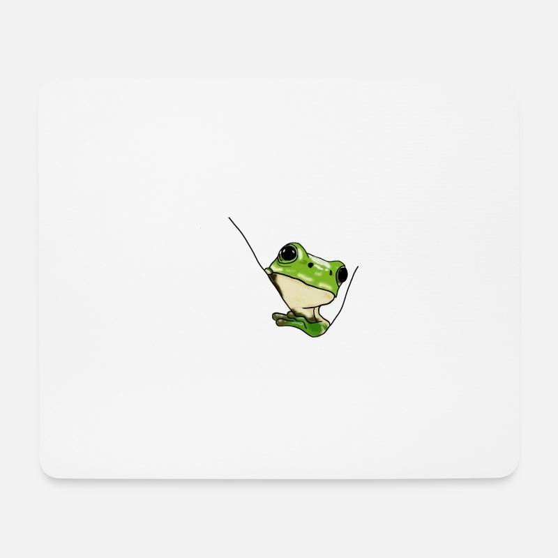 Grüner Frosch – Niedliche Illustration - Mousepad (Querformat) - Weiß