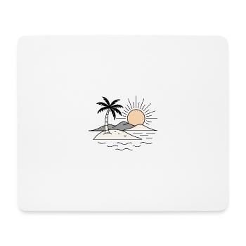 Minimal Tropical Island Sunset Vacation Design - Mouse Pad (horizontal) - white - Front