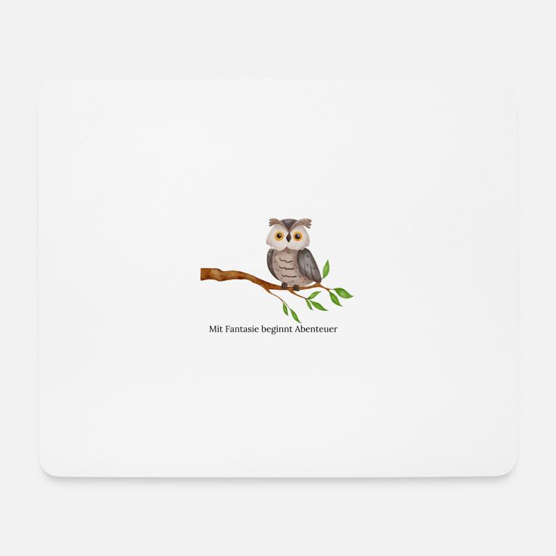Eulen Motiv - Mousepad (Querformat) - Weiß