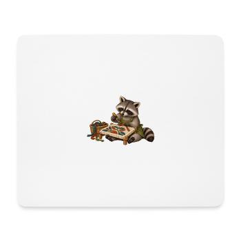 Waschbär zieht Wollschlingen - Mousepad (Querformat) - Weiß - Vorne
