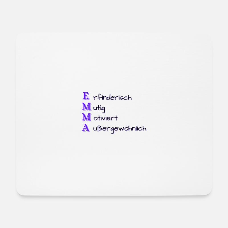 Emma: Name und Eigenschaften - Mousepad (Querformat) - Weiß