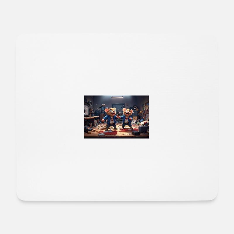 2 Rattenfreunde in unaufgeräumten Musikstudio - Mousepad (Querformat) - Weiß