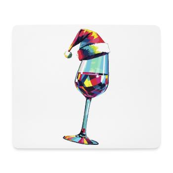 Verre à vin coloré Père Noël chapeau de Noël - Tapis de souris (format paysage) - blanc - Devant