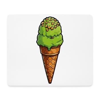Glace verte pistache sur zone gaufre - Tapis de souris (format paysage) - blanc - Devant