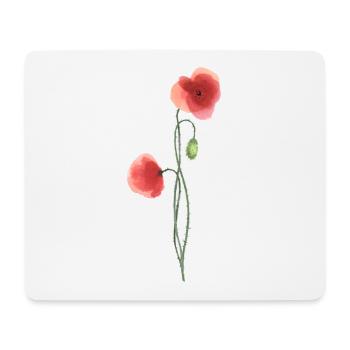 Blume: roter Mohn - Mousepad (Querformat) - Weiß - Vorne