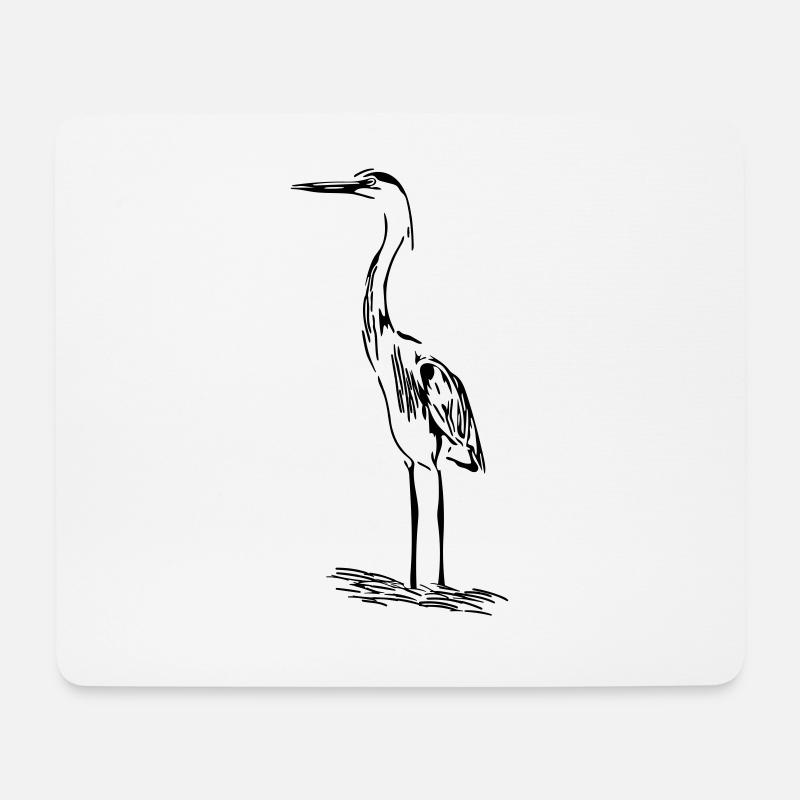 Eleganter Fischreiher - Mousepad (Querformat) - Weiß