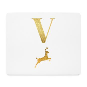 Buchstabe v goldener Hirsch - Geschenkidee - Mousepad (Querformat) - Weiß - Vorne