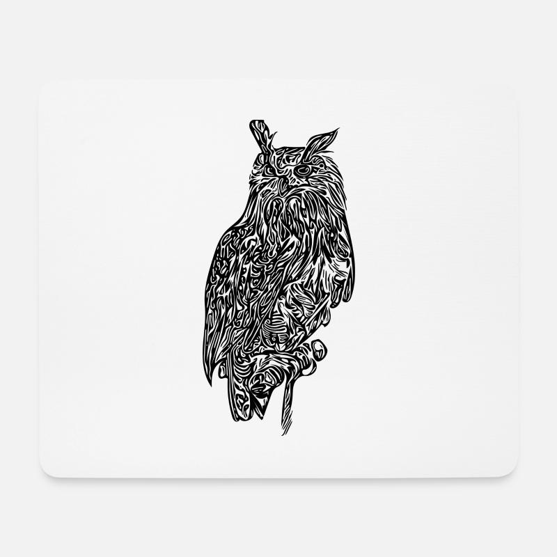 Eleganter vintage Uhu Vogel - Mousepad (Querformat) - Weiß