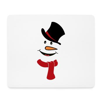 Schneemann Gesicht mit Zylinder und Schal - Mousepad (Querformat) - Weiß - Vorne