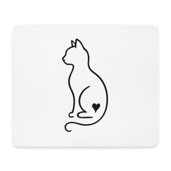 Minimalist Cat Line Art – Black Design - Mouse Pad (horizontal) - white - Front