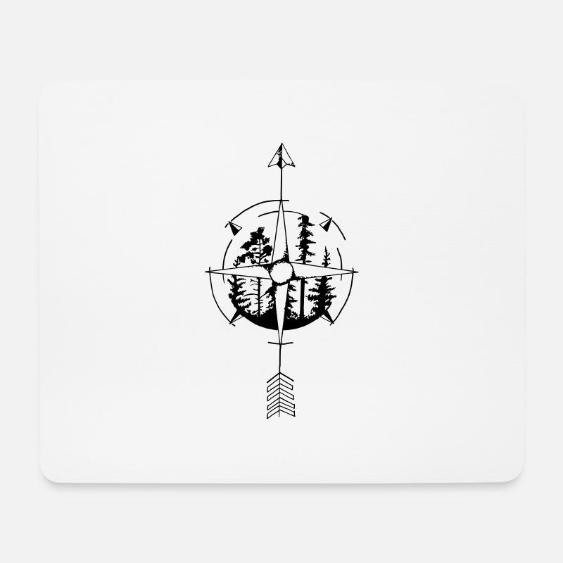 Wald Kompass - Mousepad (Querformat) - Weiß