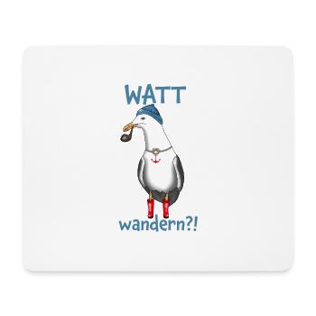 Watt wandern?! Möwe Kapitän Meer - Mousepad (Querformat) - Weiß - Vorne