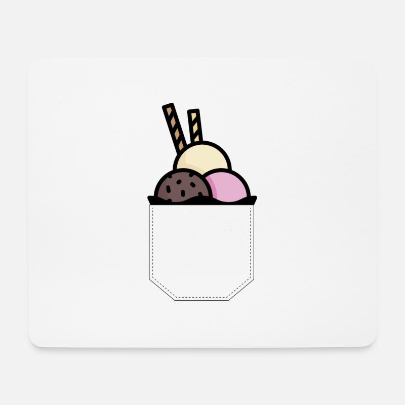Brusttasche Eisbecher Geschenk Idee - Mousepad (Querformat) - Weiß