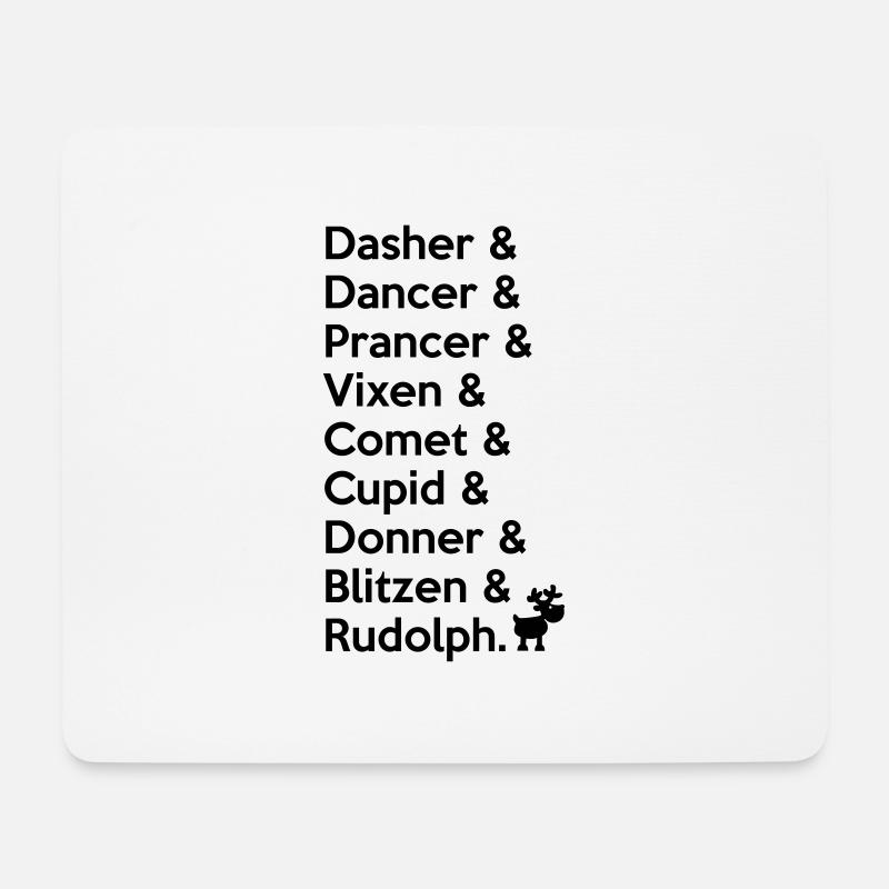X-MAS Reindeers: Dasher, Dancer, ... Rudolph - Mousepad (Querformat) - Weiß