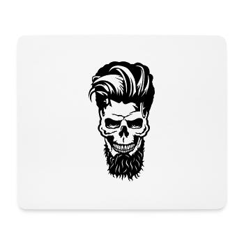 tete de mort hipster barbu coiffure crane - Tapis de souris (format paysage) - blanc - Devant