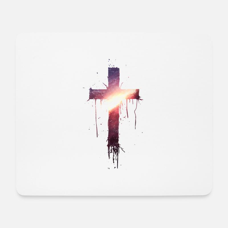 Bloody cross with sun - Mousepad (Querformat) - Weiß