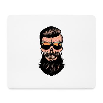 mexikanischen Hipster Totenkopf crane Bart - Mousepad (Querformat) - Weiß - Vorne