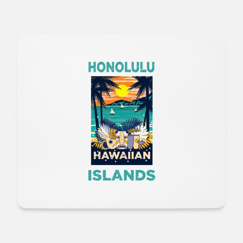 Hawaii und die Inseln, Honolulu - Mousepad (Querformat) - Weiß