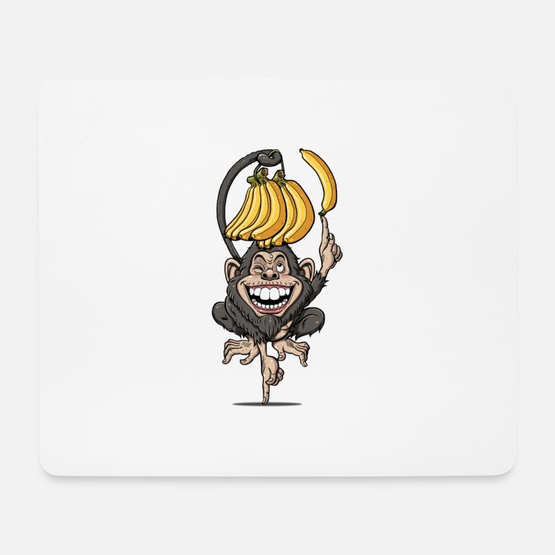 Affe balanciert mit Bananen - Affen Yoga - Mousepad (Querformat) - Weiß
