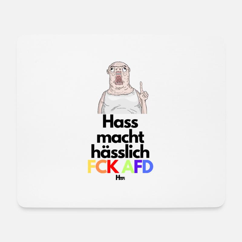 HASS macht HÄSSLICH - Mousepad (Querformat) - Weiß