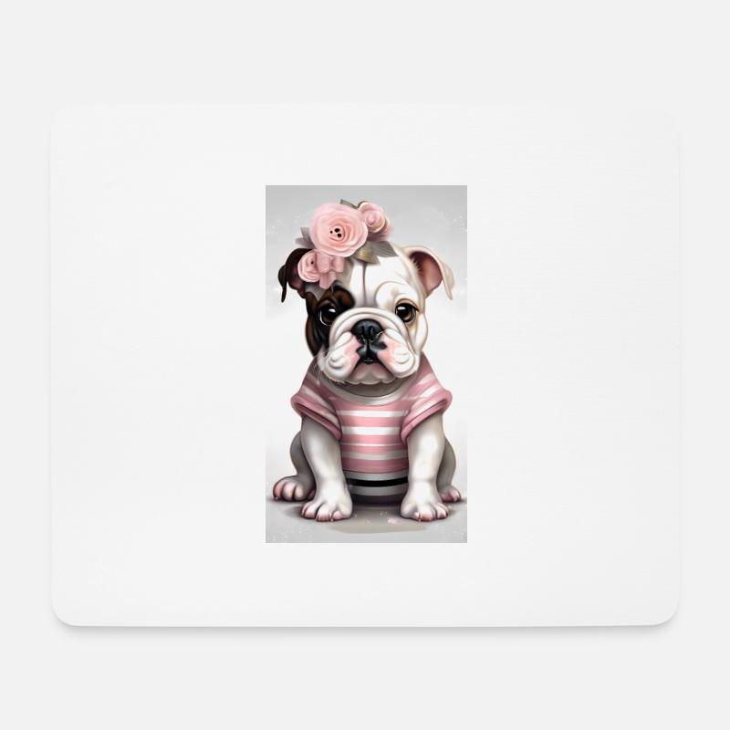 Bulldogge - Mousepad (Querformat) - Weiß