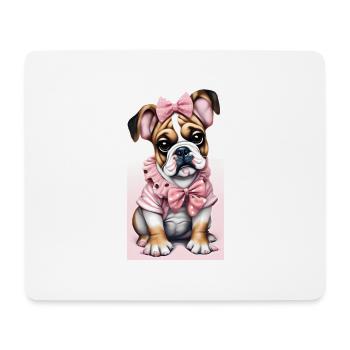 Bulldogge rosa - Mousepad (Querformat) - Weiß - Vorne