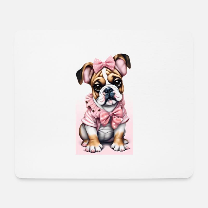 Bulldogge rosa - Mousepad (Querformat) - Weiß