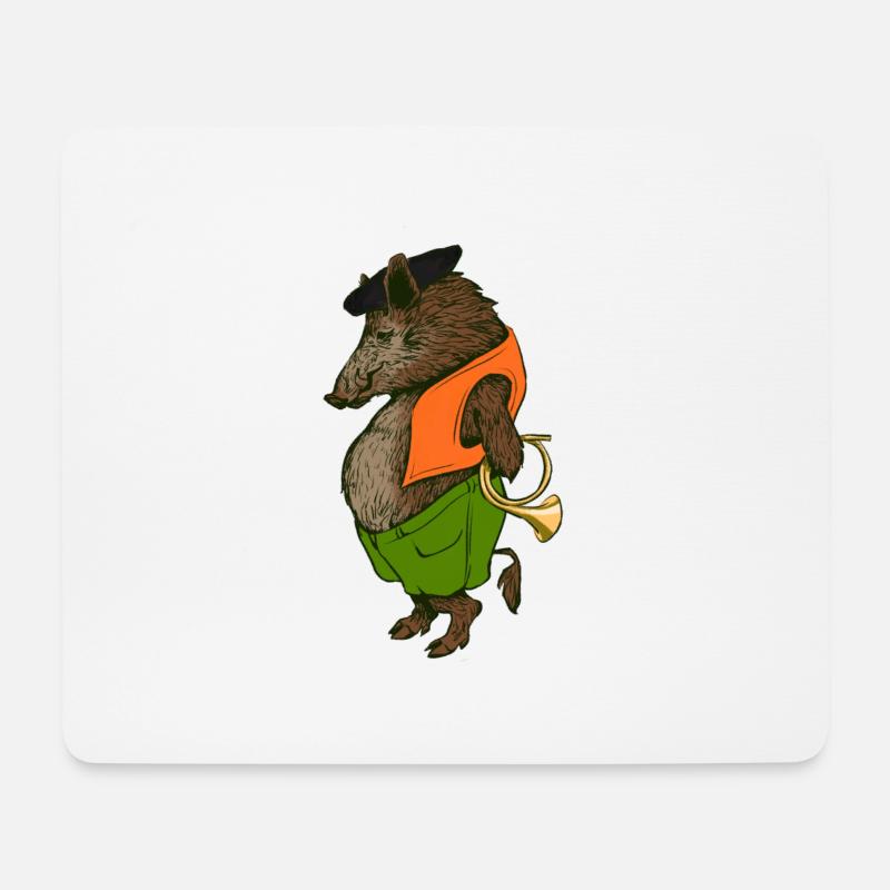 Wildschwein, der Jäger - Mousepad (Querformat) - Weiß
