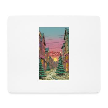 Joyeux Noël Hiver Scène du village Joyeux - Tapis de souris (format paysage) - blanc - Devant