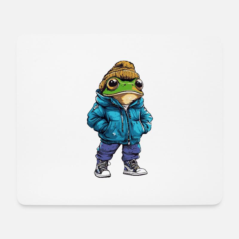 Frosch Lustig Winter - Mousepad (Querformat) - Weiß