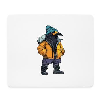 Rabe Krähe Lustig Winter - Mousepad (Querformat) - Weiß - Vorne