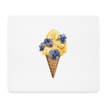 Vanilla ice cream with blue flowers - Mouse Pad (horizontal) - white - Front
