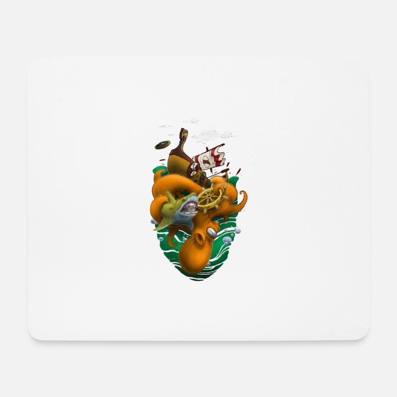 Krakenherz (2) - Mousepad (Querformat) - Weiß